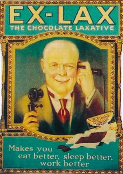 Cardboard Sign Advertising EX-LAX, Circa 1920's.