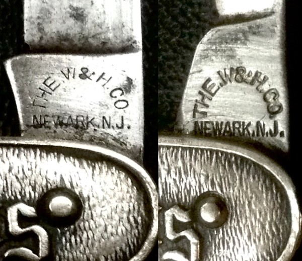 Left -The Main Blade Front Tang Stamp.<br />Right -The Secondary Blade Front Tang Stamp.