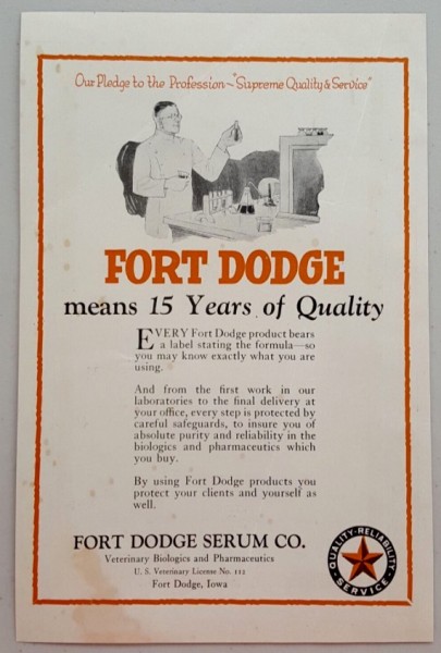 1927 Fort Dodge Serum Company Ad.