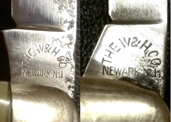 Left - The Main Blade Front Tang Stamp.<br />Right - The Secondary Blade Front Tang Stamp.