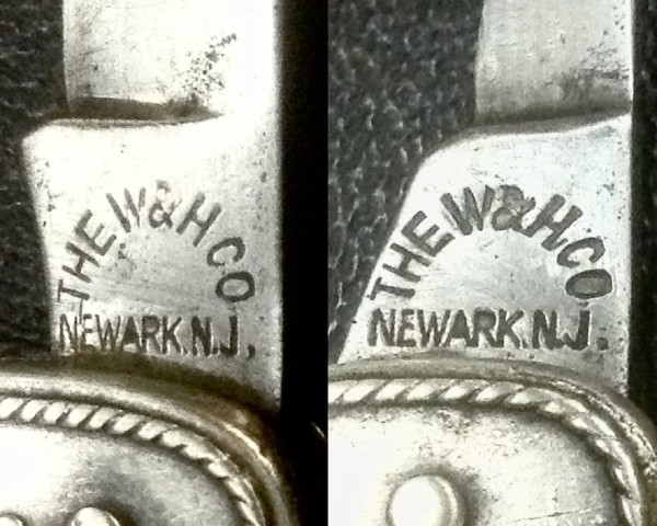 Left - The Main Blade Front Tang Stamp.<br />Right - The Secondary Blade Front Tang Stamp.