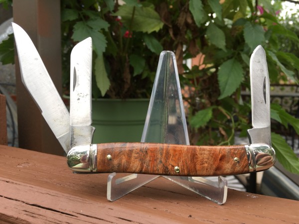 Schrade 858 Lumberjack with Stabilized, Dyed, Buckeye Burl Handles