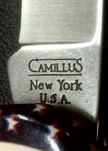 The Main Blade Front Tang Stamp.<br />CAMILLUS 907F-&quot;Ol' Glory&quot; Series<br />Pocket Knife #24.