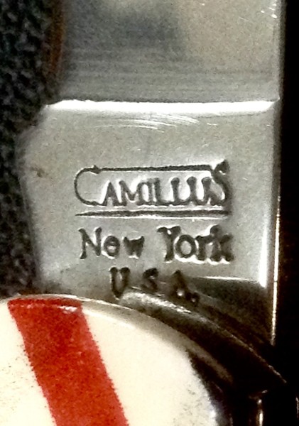 The Main Blade Front Tang Stamp.<br />CAMILLUS 327F-&quot;Ol' Glory&quot; Series<br />Pocket Knife #25.