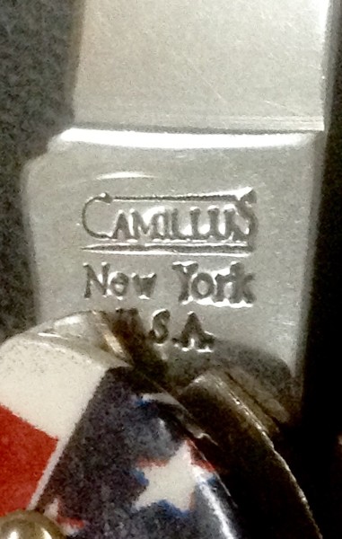 The Main Blade Front Tang Stamp.<br />CAMILLUS 327F-&quot;Ol' Glory&quot; Series<br />Pocket Knife #27.