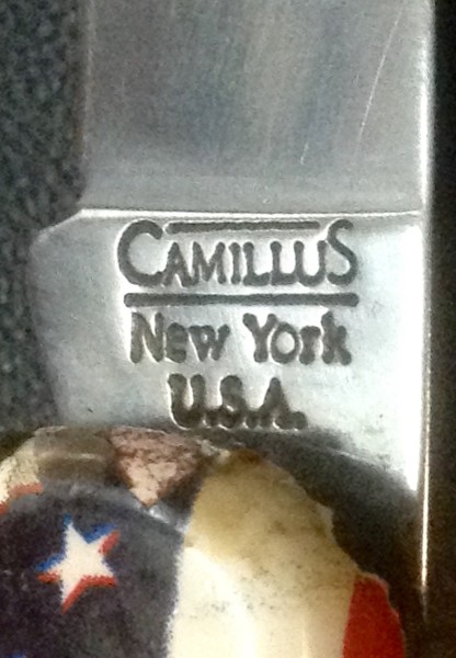 The Main Blade Front Tang Stamp.<br />CAMILLUS 907F-&quot;Ol' Glory&quot; Series<br />Pocket Knife #28.