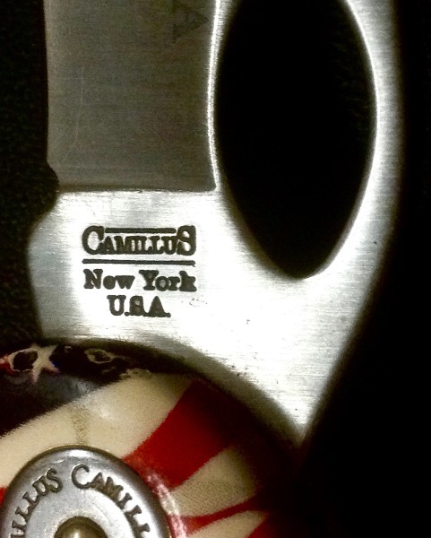 The Main Blade Front Tang Stamp.<br />CAMILLUS 903F-&quot;Ol' Glory&quot; Series<br />Pocket Knife #29.