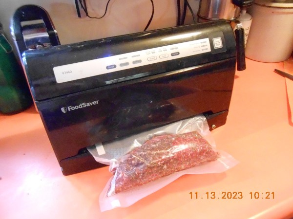 Next step is vacuum sealing the sausage in 2 pound packages.