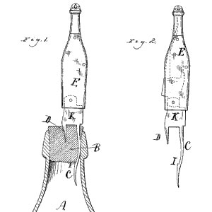 Patent Dates:<br />Applied:	October 09, 1882.<br />Granted:	August 28, 1883.<br />Description: Insert the blade into the cork <br />and turn to extract it.