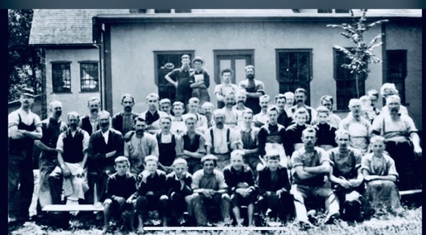 Early photo of the Northfield Knife Company Workers