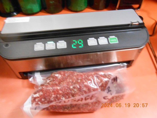 1st bag with new vacuum sealer.