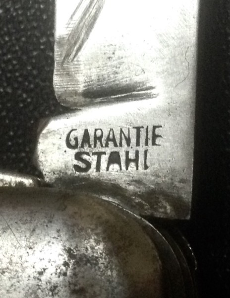 The Main Blade Front Tang Stamp.