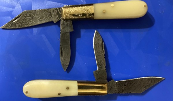 camel bone and brass damascus barlows