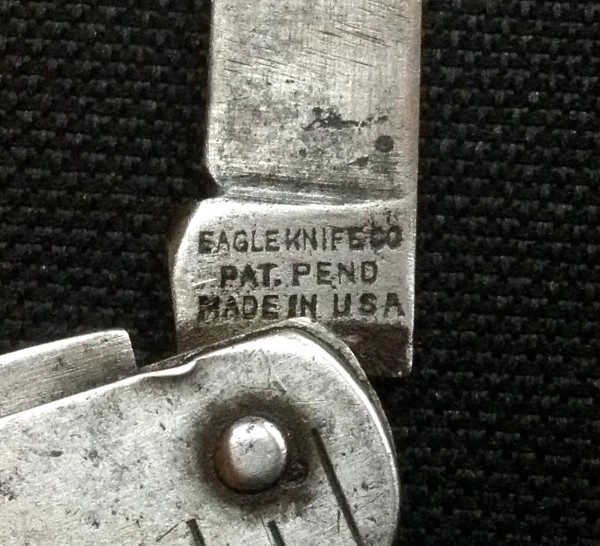 The Main Blade Front Tang Stamp Of My Other EAGLE KNIFE COMPANY, <br />&quot;SCOUT KNIFE.&quot; It Is Different.