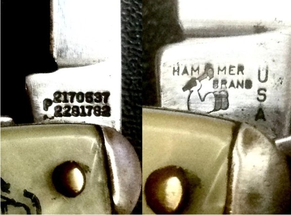 Left - The Secondary Blade Front Tang Stamp.<br />Right - The Main Blade Front Tang Stamp.
