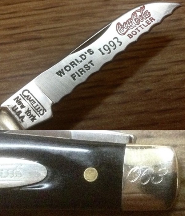 Top - The Main Blade (wonda edge) Front Stamp.<br />Bottom - The Right Front Bolster Etch.