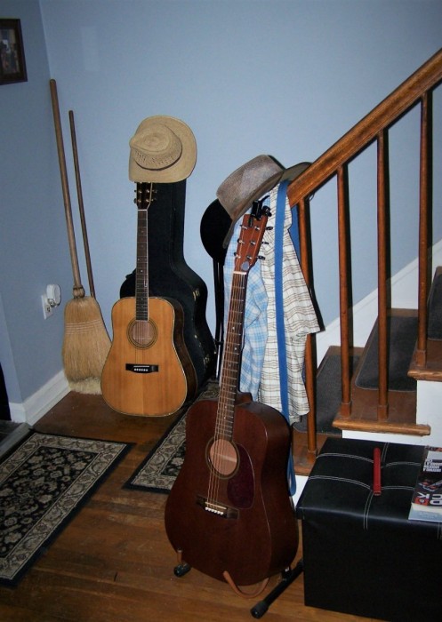 Martin D 15 Mahogany & Unknown flat top.JPG