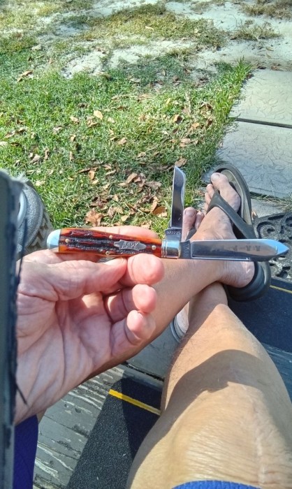 Sat there on the front step, in the warm sunshine and enjoyed the moment!<br />It's a beauty, half stops and all!