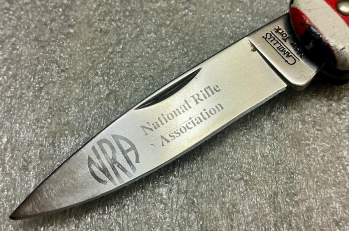 The Main Blade Front Etch.<br />CAMILLUS 907F-"Ol' Glory" Series<br />Pocket Knife #48.