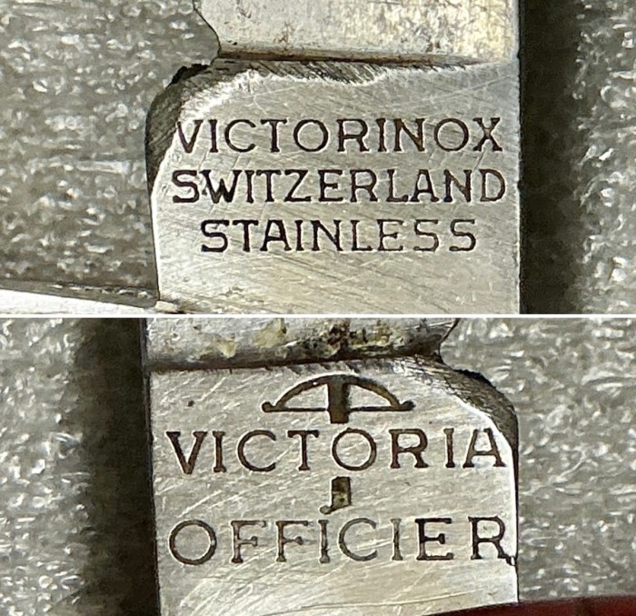 Top - The Main Blade Front Tang Stamp.<br />Bottom - The Main Blade Back Tang Stamp.