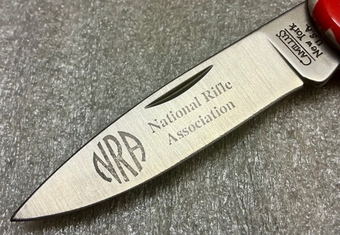 The Main Blade Front Etch.<br />CAMILLUS 907F-"Ol' Glory" Series<br />Pocket Knife #51.
