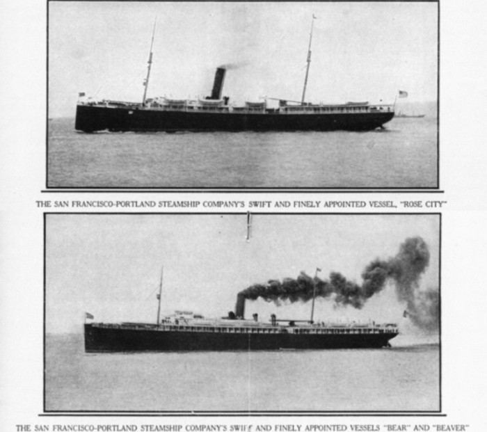 Top - The "Rose City." Circa ?<br />Bottom - Sister Ships, The "Bear" And The "Beaver." Circa ?