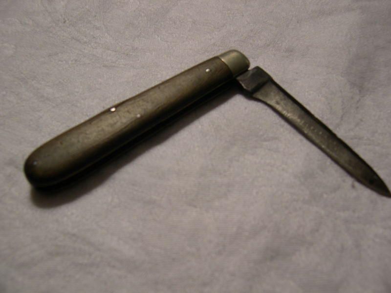 ANTIQUE CIVIL WAR ERA AMERICAN KNIFE CO PLYMOUTH WOODEN HANDLE POCKET KNIFE -6.jpg