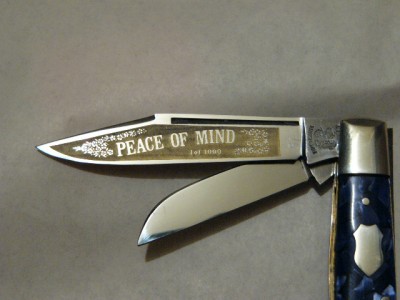 Peace of Mind blade etch