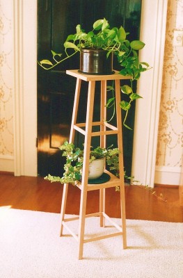 Oak plant stand, with peened copper nails.